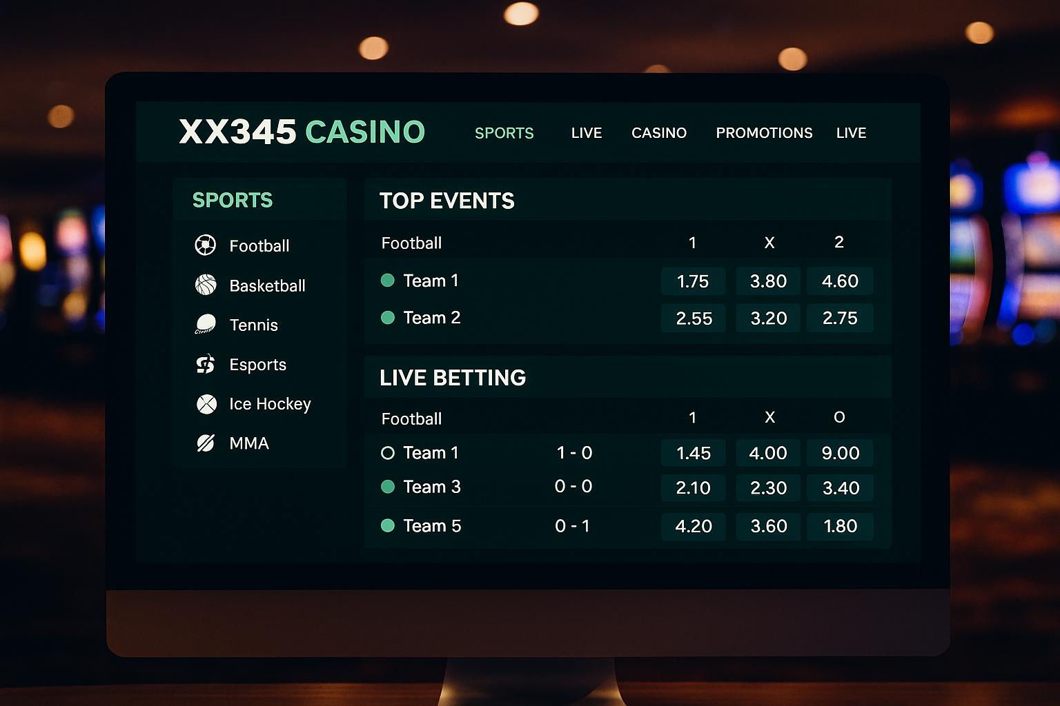 Apostas esportivas no cassino online XX345